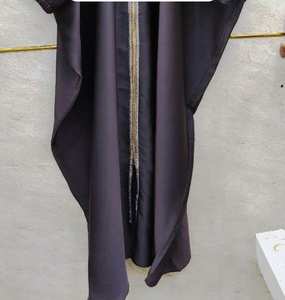 Islamic Elegant <b>Modest</b> Women's Traditional Muslim Clothing Front Open Zipper Abaya Style Dubai-Accessory Included - Product Image 3
