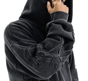 Offres Exceptionnelles : Sweat à Capuche Distressed avec Empiècements Bruts, Style Urbain Hip Hop, Tissu Lourd - Product Image 4