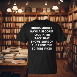 Camiseta Unisex para Adultos, Negra, Manga Corta, Cuello Redondo, Impresión Serigráfica, Actividades Promocionales, Diseño de Página de Libro - Product Image 3