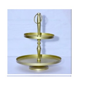 Luxurious Round Shape Nickle Plated Metal <b>Cake</b> Serving <b>Stand</b> <b>Rotating</b> Set for Weddings and Parties-Low Price - Product Image 4
