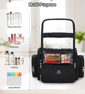 Relavel Extra <strong>Large</strong> Makeup Brush Clear Waterproof <strong>Cosmetic</strong> Organizer Holder Black Professional Makeup Artist Travel <strong>Bag</strong> - Product Image 2