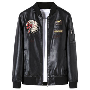 Veste en cuir sur mesure OEM en gros pour hommes, vestes à motif uni, veste en cuir véritable d'automne, style décontracté et mince pour l'hiver - Product Image 2