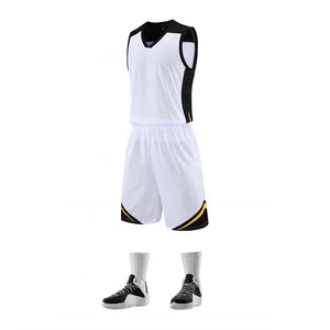 Maillots de basket-ball de haute qualité pour adultes, respirants, imprimés par transfert thermique, tissu 160g, ensembles à manches courtes - Product Image 2