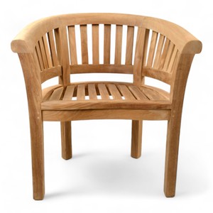 Sofá de jardín de madera de maní curvo de 1 plaza hecho a mano, silla de salón individual para exteriores de teca para hoteles, piscina, terrazas, parques, balcones - Product Image 2