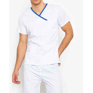 2 Conjuntos de Uniformes Médicos Unisex Cómodos, Cuello en V, Manga Corta, Pantalones con Cintura Elástica, Transpirables, de Poliéster Tejido - Product Image 4