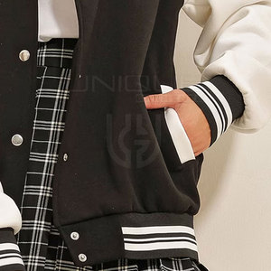 Chaqueta con letras de alta calidad para mujer con logotipo personalizado, la mejor chaqueta con letras de tela para mujer a la venta - Product Image 6