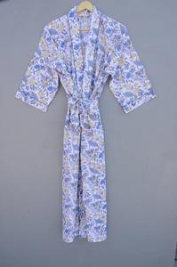 ชุดกิโมโนผ้าฝ้ายพิมพ์ลายดอกไม้สำหรับผู้หญิง, ชุดคลุมอาบน้ำขนาดพิเศษชุดนอนลายดอกไม้สำหรับฤดูร้อน - Product Image 2