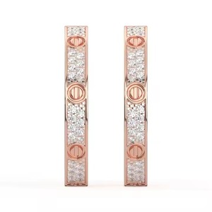 Pendientes de Plata de Ley S925 con Diseño Cuadrado de Diamante Redondo de Moissanita Completa, Joyería Fina para Mujer - Product Image 1