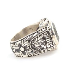 Anillo de Plata de Ley 925 para Hombre con Piedra de Peridoto de Corte Ovalado Redondo, Diseño de Pluma, Baño de Rodio, Estilo Hip-Hop para Uso Diario - Product Image 3