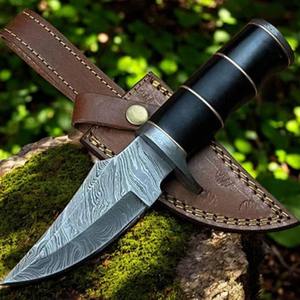 Cuchillo de Caza para Desollar, Hoja de Damasco de 4 Pulgadas y Mango de Cuerno de Búfalo, Cuchillo de Caza de Damasco Personalizable Más Vendido - Product Image 2