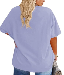 Mejor venta Precio de fábrica Europa América Tallas grandes Camisetas de mujer Logotipo personalizado Algodón Camisetas de mujer de gran tamaño para el verano - Product Image 3
