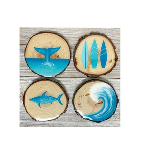 Dessous de verre imperméables en bois et en résine époxy pour boissons chaudes Dessous de verre en bois avec logo personnalisé accepté - Product Image 2