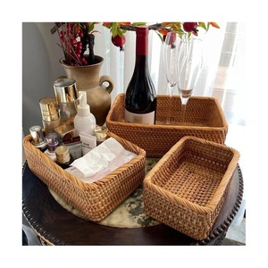 Juego de 3 cestas rectangulares tejidas para frutas, cestas de almacenamiento hechas a mano, venta al por mayor, ecológicas, hechas en Vietnam - Product Image 4