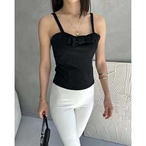 Blusa de Crepé con Tirantes y Lazo en el Escote, Estilo Dulce - Product Image 1