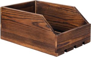 Rustic Brown Wood Paper Nesting Tray Stackable Document Storage <b>Crate</b> File Organizer Tabletop Wooden <b>Box</b> Basket Letter Holder - Product Image 3
