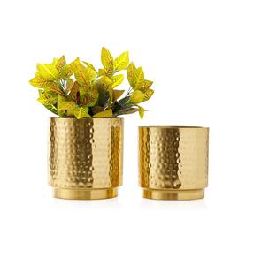 Top qualité Pot de fleur décor de jardin Simple conception unie en laiton fleur Vase Table article décoratif couleur or en gros à la main - Product Image 3