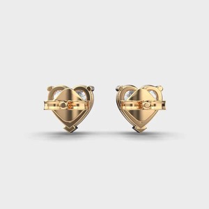 Fancy Style 14K Solid <b>Gold</b> Stud <b>Earrings</b> <b>Heart</b> Cut Lab Grown Diamond <b>Earring</b> for Birthday Parties and Gifts - Product Image 2
