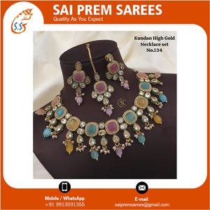 ชุดสร้อยคอแฟชั่นอินเดียสำหรับผู้หญิง Kundan ทำด้วยมือแบบดั้งเดิม - Product Image 3