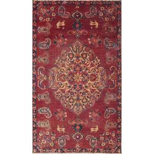 One Of The Kind Hand-Knotted Persian <b>Wool</b> Rug _ Luxurious Vintage Design, 7'11 x 4'10, Artisan <b>Crafted</b> - Product Image 1