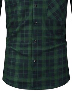 Camisa de Franela a Cuadros Negra y Verde Oscuro Personalizada para Hombre, Manga Larga, con Botones, Bolsillo en el Pecho, Cálida y Suave, OEM Personalizado - Product Image 6