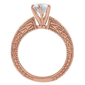 Bague de fiançailles en or rose 14 carats avec diamant de style antique de 0,70 carat - Product Image 4