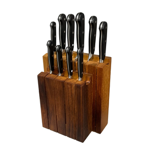 Bloc de couteaux en bois naturel Morden Articles de cuisine fonctionnels pour le stockage des couteaux Artisanat indien - Product Image 1