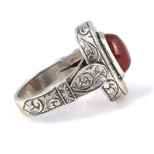 Bague pour homme en argent sterling 925 gravée à la main avec pierre d'agate |   Bijoux turcs faits à la main - Product Image 2