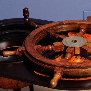 24-Inch Handcrafted Wooden <b>Ship</b> <b>Wheel</b> Classic Nautical Maritime Decor for Home or Office Painted Technique Coastal Style - Product Image 2