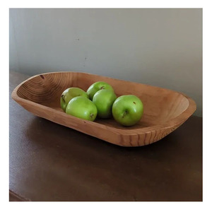 Bol à pâte en bois élégant fait à la main finition naturelle ustensiles de cuisine pour les salades ou les plats d'assiette artisanat domestique le plus récent - Product Image 1