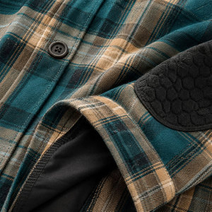 <b>Men's</b> Plaid Long Sleeve Flannel <b>Shirt</b> With <b>Padded</b> Elbows Cotton Workwear Style Autumn Casual Fit Full Sleeve Button Down Collar - Product Image 5