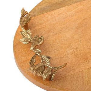 Bandeja Ovalada de Madera de Color Natural, Hecha a Mano, con Asas de Fundición Dorada, Decorativa, Portátil, Ecológica y Duradera - Product Image 4