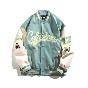 2025 otoño recién llegados Patchwork PU chaquetas de cuero Varsity Chaqueta Hombre chaqueta - Product Image 6