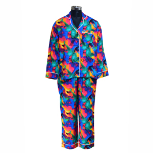Zed Aar Exports' Soft Cotton XXL PJs Set Tie Dye Floral Printed Woven Sleepwear para mujeres para uso diario en el hogar verano otoño - Product Image 1