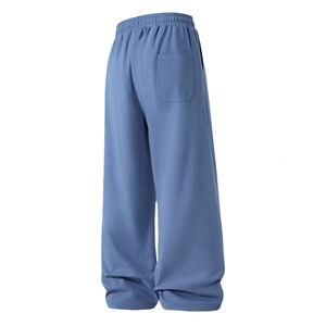 กางเกงวอร์มขายดีปี 2026 ผลิตจากโพลีเอสเตอร์ 100% เป็นมิตรกับสิ่งแวดล้อม ทรงโอเวอร์ไซส์ สไตล์ลำลอง สีดำฟอกแบบดิสเทรส ขากว้าง - Product Image 3