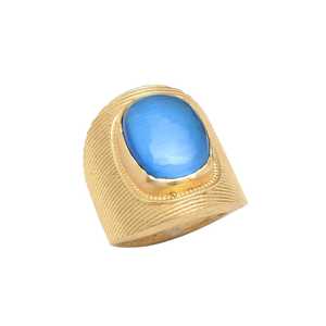 Nouvelle arrivée Bague en plaqué or avec pierres turquoises pour homme et femme - Product Image 1
