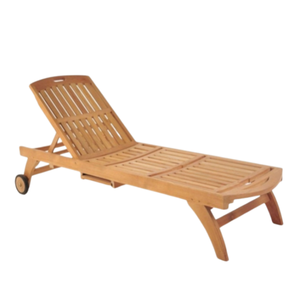 Chaise longue en teck au style moderne simple, fabriquée en teck écologique, durable et anti-pourriture - Product Image 1