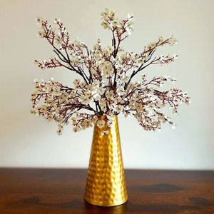 Glossy Gold Polished Hammered Iron Coastal <b>Flower</b> Vase Luxury Home Decor Tabletop Accent - Product Image 5