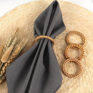 Ronds de serviette en rotin les moins chers accessoires de table à manger serviettes circulaires naturelles porte-anneaux - Product Image 3