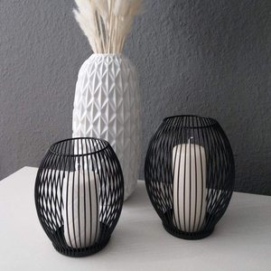 Candelabro con forma geométrica para decoración del hogar, farol de hierro negro, decoración moderna - Product Image 4