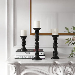 Bougeoir en bois au design unique avec finition noire Fêtes de mariage parfaites Décor de Noël Événements d'éclairage élégants - Product Image 3