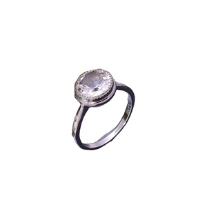 Bague en argent sterling 92.5 5.3 grammes Quartz clair naturel à facettes forme ronde pierre précieuse couleur moins bijoux en cristal - Product Image 2