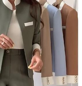 Trajes de mujer, pantalones superiores informales, conjuntos de 2 piezas, trajes transpirables para mujer, abrigos, chaquetas ajustadas para mujer, ropa - Product Image 2