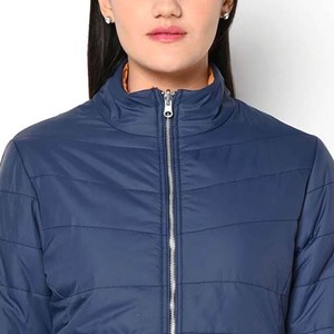 Best Quality <b>Women's</b> <b>Puffer</b> <b>Jackets</b> Customized Logo Plain Dyed Knitted Waterproof Breathable Winter <b>Navy</b> Blue Color - Product Image 5