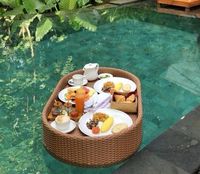 Multi-Shape Holiday Hotel Breakfast Floating Pool Rattan Tray Swimming pool waterproof tray