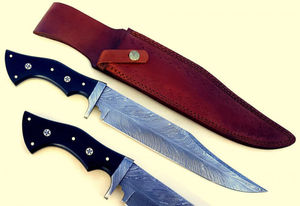 Cuchillo Bowie de Caza Hecho a Mano de Acero Inoxidable de Grado Industrial con Mango de Cuerno, Borde Dentado, Hoja de Cambio Rápido, Garantía de 3 Años, OEM - Product Image 3