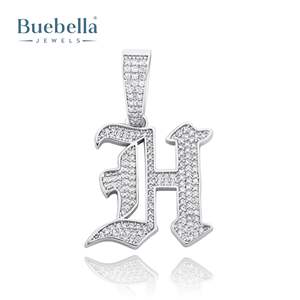 14K White Gold & 925 Silver Plated Iced Out Custom Old English Letter Pendant for Men Hip Hop Style <b>Moissanite</b> <b>Jewelry</b> - Product Image 1