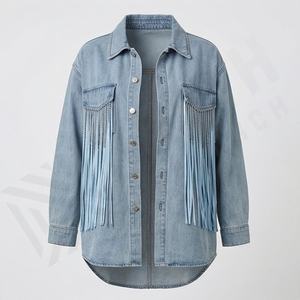 Custom Wholesale Ladies Clothing Factory Street Wear Women Curve <b>Button</b> Outwear Acid Wash Vintage Fashion Breathable Cotton Top - Product Image 1