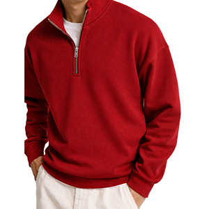 Sudadera con Media Cremallera para Hombre, 100% Algodón, con Logotipo Bordado Personalizado, Sudadera Lisa con Cierre de Cremallera - Product Image 5