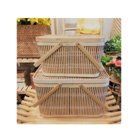Ramah lingkungan bambu tahan lama paket kotak persegi/bambu keranjang piknik produk untuk wanita penjualan terlaris 99 GD