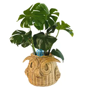 Unique Design Natural Handwoven Rattan Owl Plant Pots Adorable Rattan Animal Flower Pots At Best Price From Vietnam Supplier